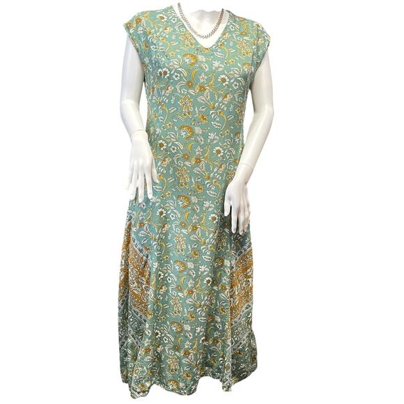 Pure Jill Printed V-neck Maxi Floral Boho Lagenlook Dress Size S - Picture 8 of 11